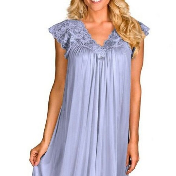 Shadowline Long Lace Cap Sleeve Nightgown PERI FROST - 32737 - Picture 1 of 1